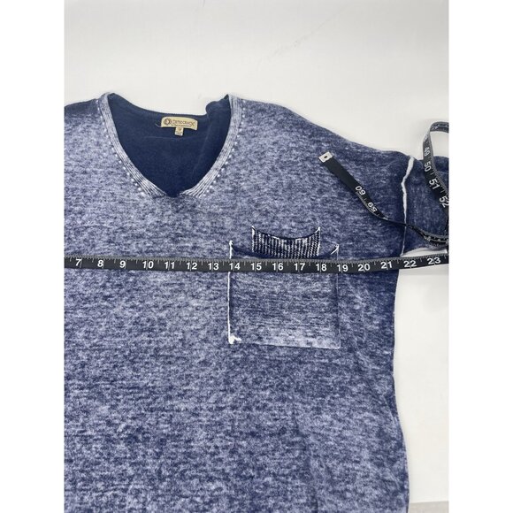Democracy Distressed Blue Lightweight Knit Sweater Womens Sz M Top Boho Grunge - Picture 8 of 8